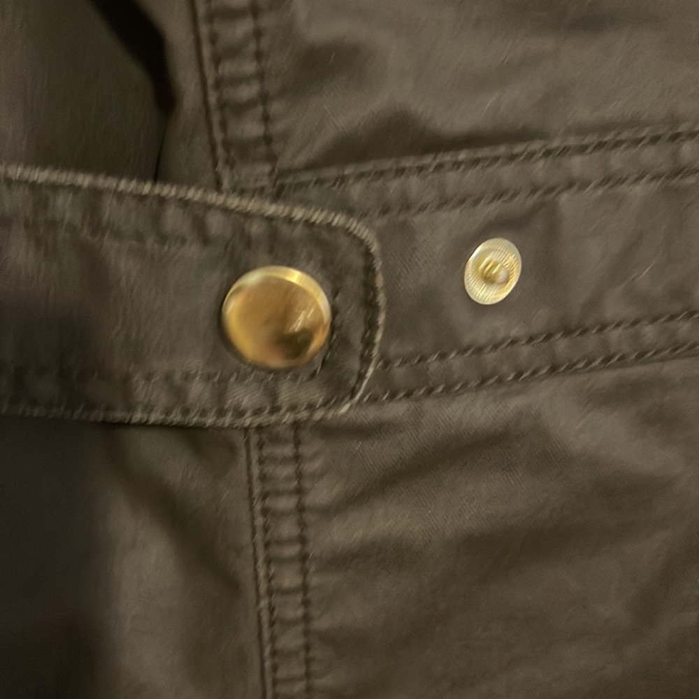 J Crew Field Jacket, XL, olive w/gold snaps & hidden zipper, good used condition - Picture 6 of 16
